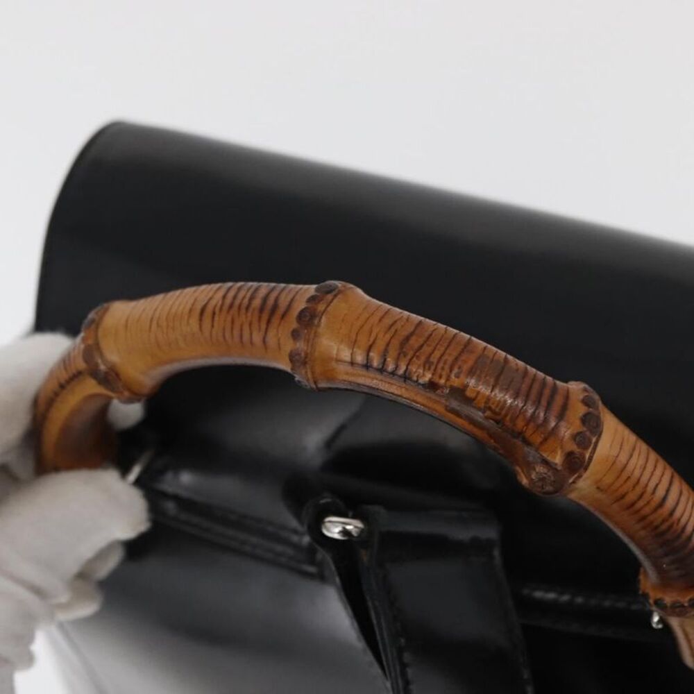 Gucci Vintage Bamboo Backpack Patent Leather Black Patent_Leather Backpack Bag - Picture 8 of 16